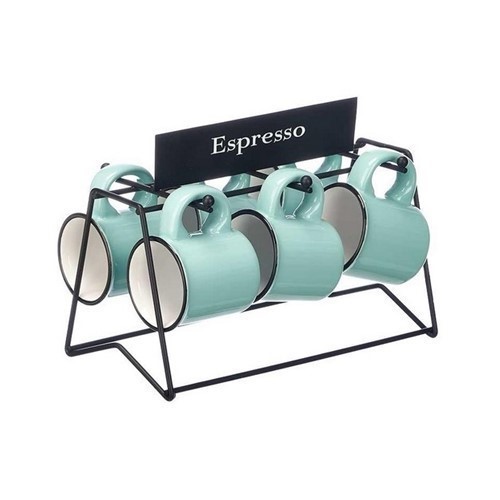 SET 6 TAZAS CAFE VESSIA 10CL MENTA C/SOPORTE